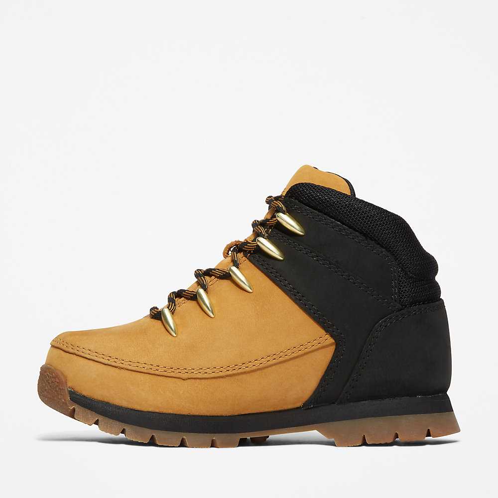 Kids' Timberland Euro Sprint Mid Hiking Boots Yellow/Black | UAE-4219538