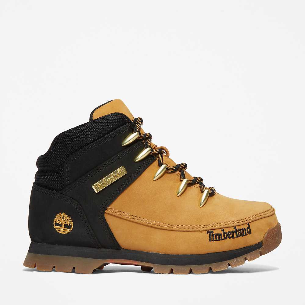 Kids\' Timberland Euro Sprint Mid Hiking Boots Yellow/Black | UAE-4219538