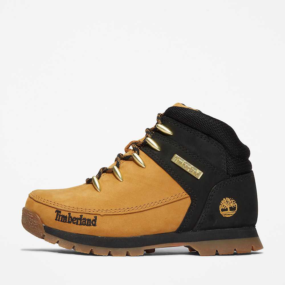 Kids' Timberland Euro Sprint Mid Hiking Boots Yellow | UAE-4219629