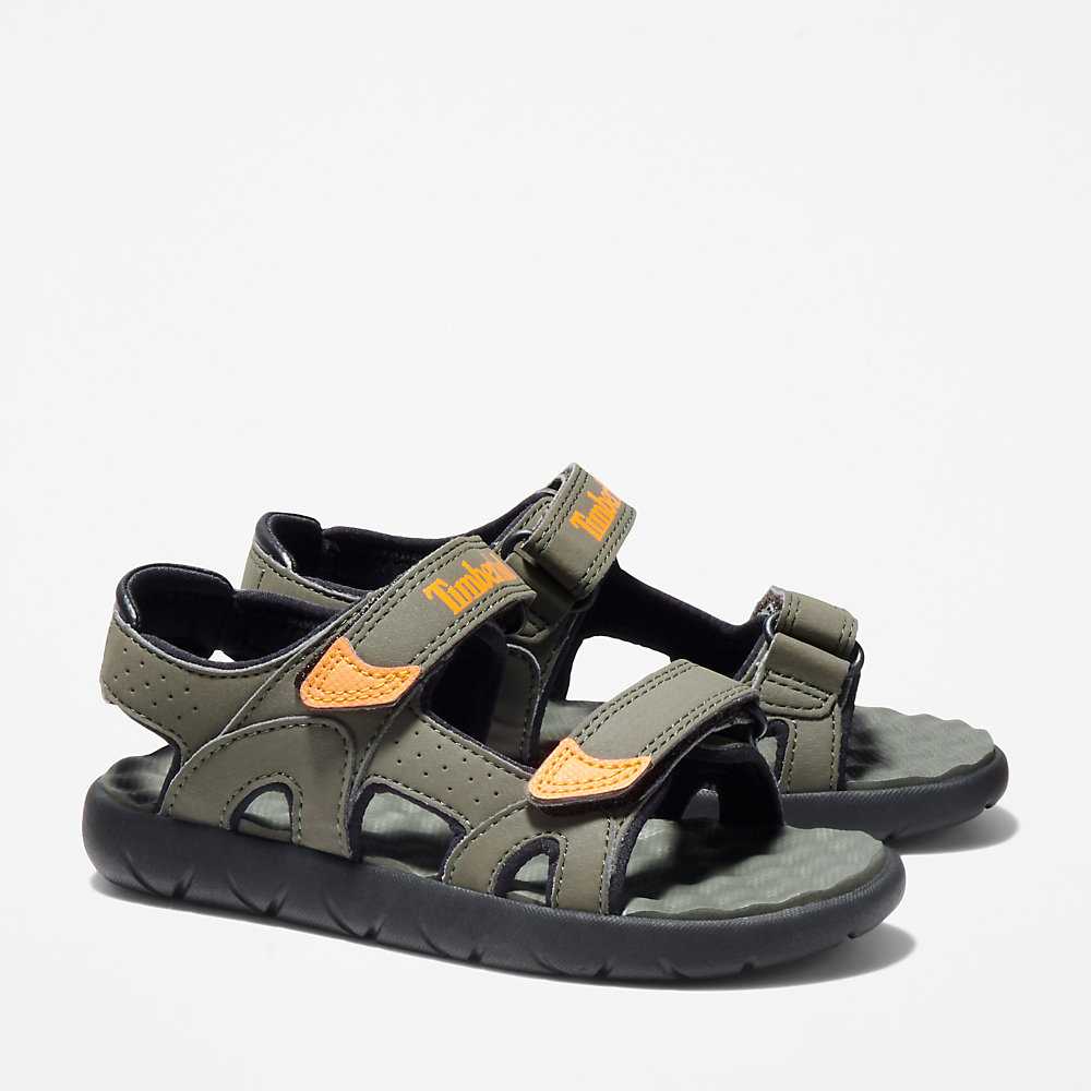 Kids' Timberland Perkins Row Sandals Dark Green | UAE-4219659