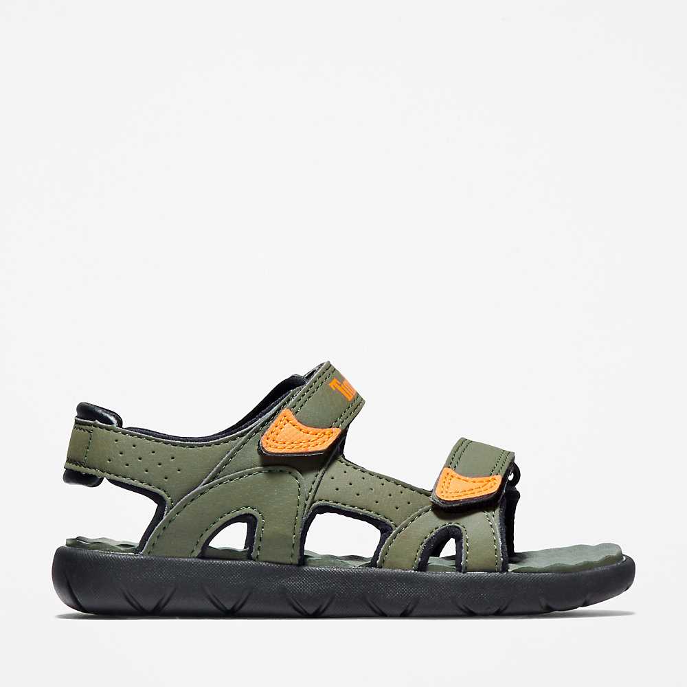 Kids\' Timberland Perkins Row Sandals Dark Green | UAE-4219659