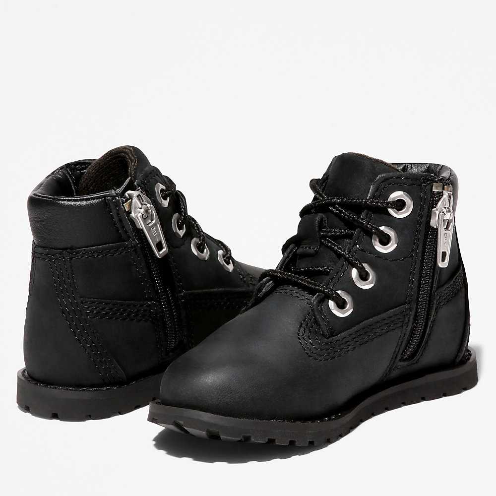 Kids' Timberland Pokey Pine 6-Inch Waterproof Boots Black | UAE-4219646