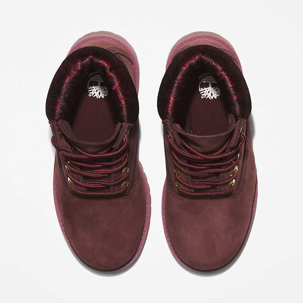 Kids' Timberland Premium® 6 Inch Waterproof Boots Burgundy | UAE-4219580