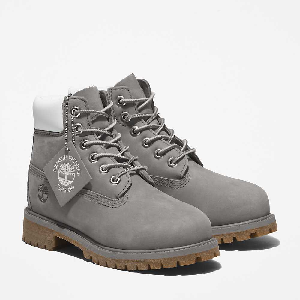 Kids' Timberland Premium® 6 Inch Waterproof Boots Grey | UAE-4219585