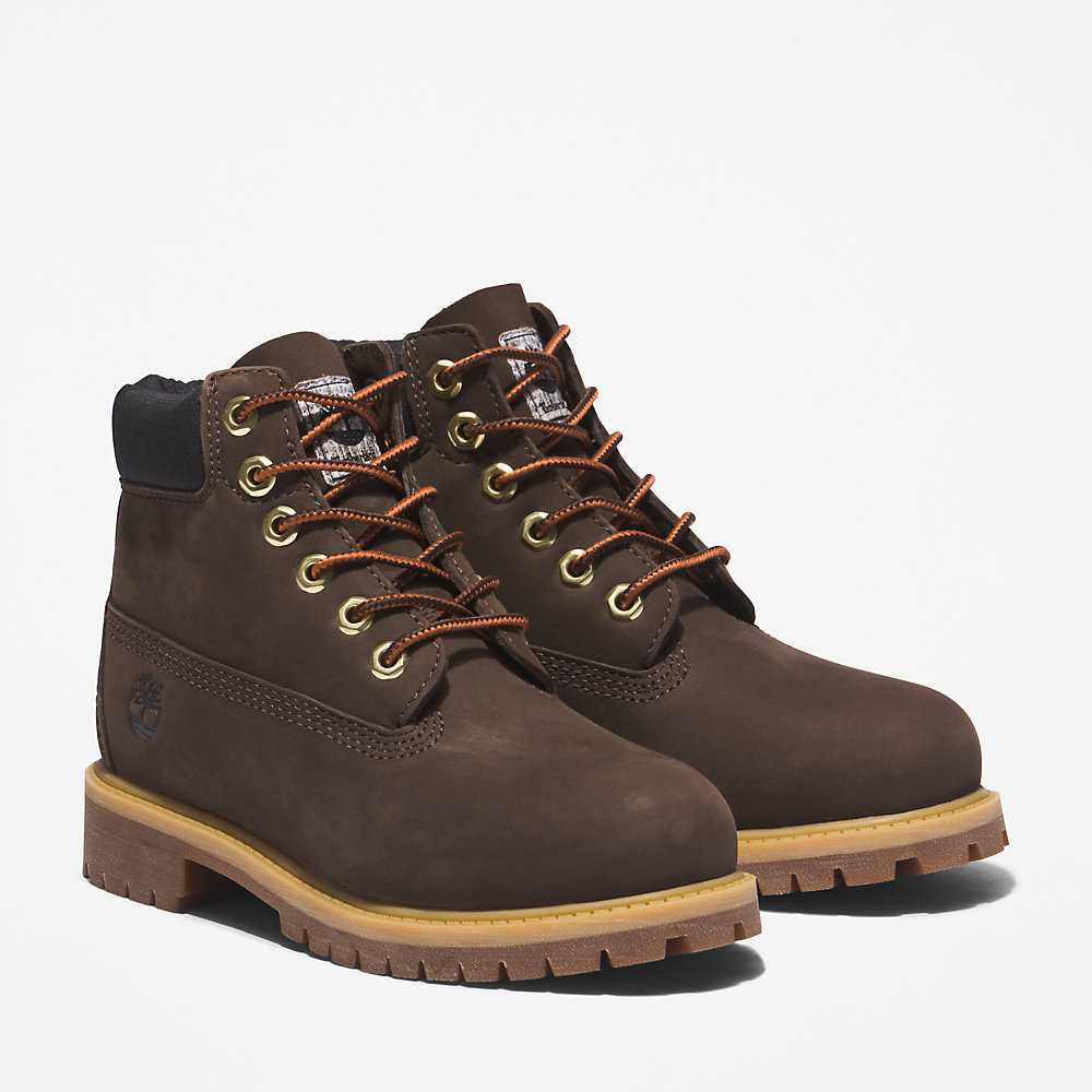 Kids' Timberland Premium® 6 Inch Waterproof Boots Dark Brown | UAE-4219588