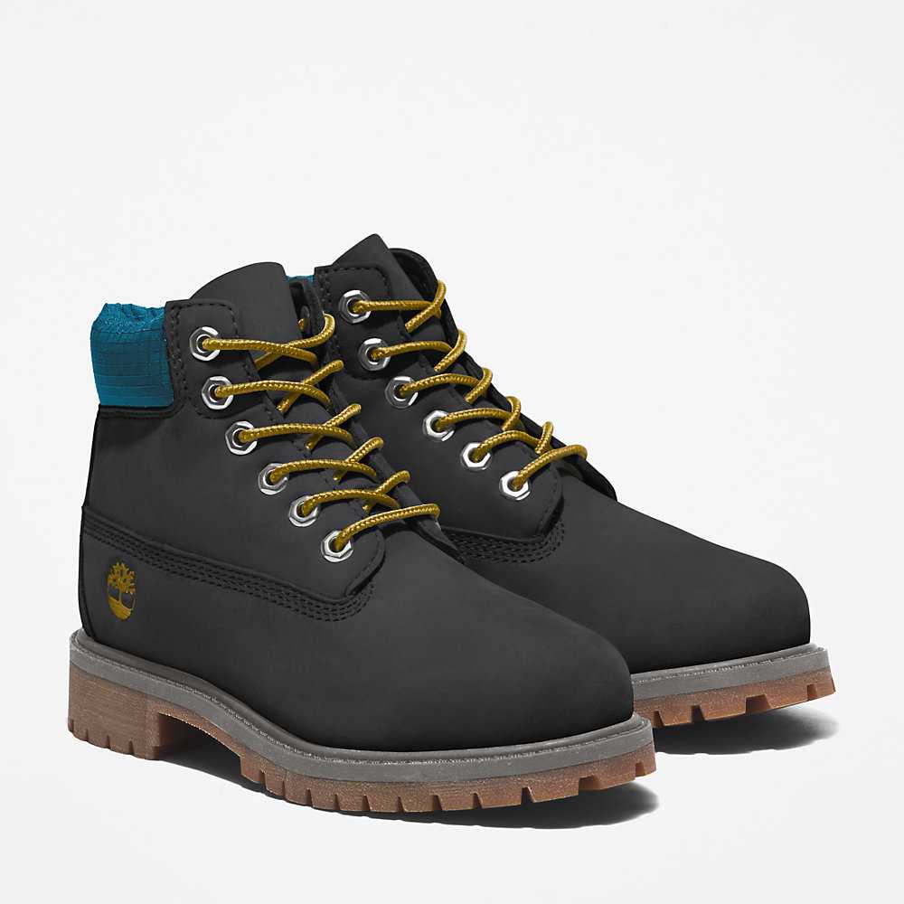 Kids' Timberland Premium® 6 Inch Waterproof Boots Black | UAE-4219589