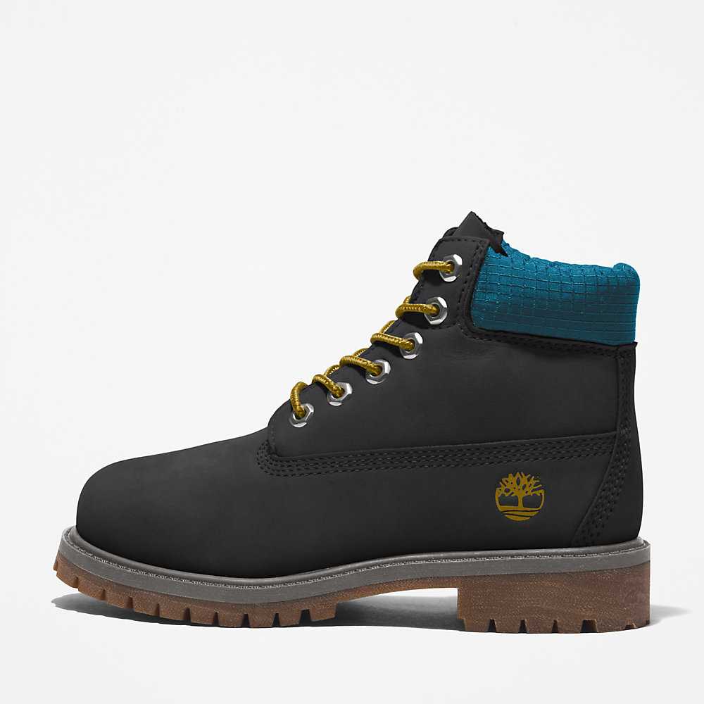 Kids' Timberland Premium® 6 Inch Waterproof Boots Black | UAE-4219589