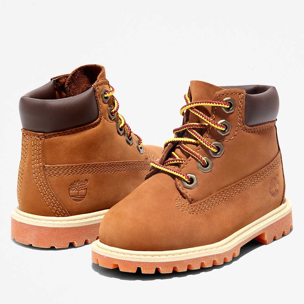 Kids' Timberland Premium® 6 Inch Waterproof Boots Brown | UAE-4219603