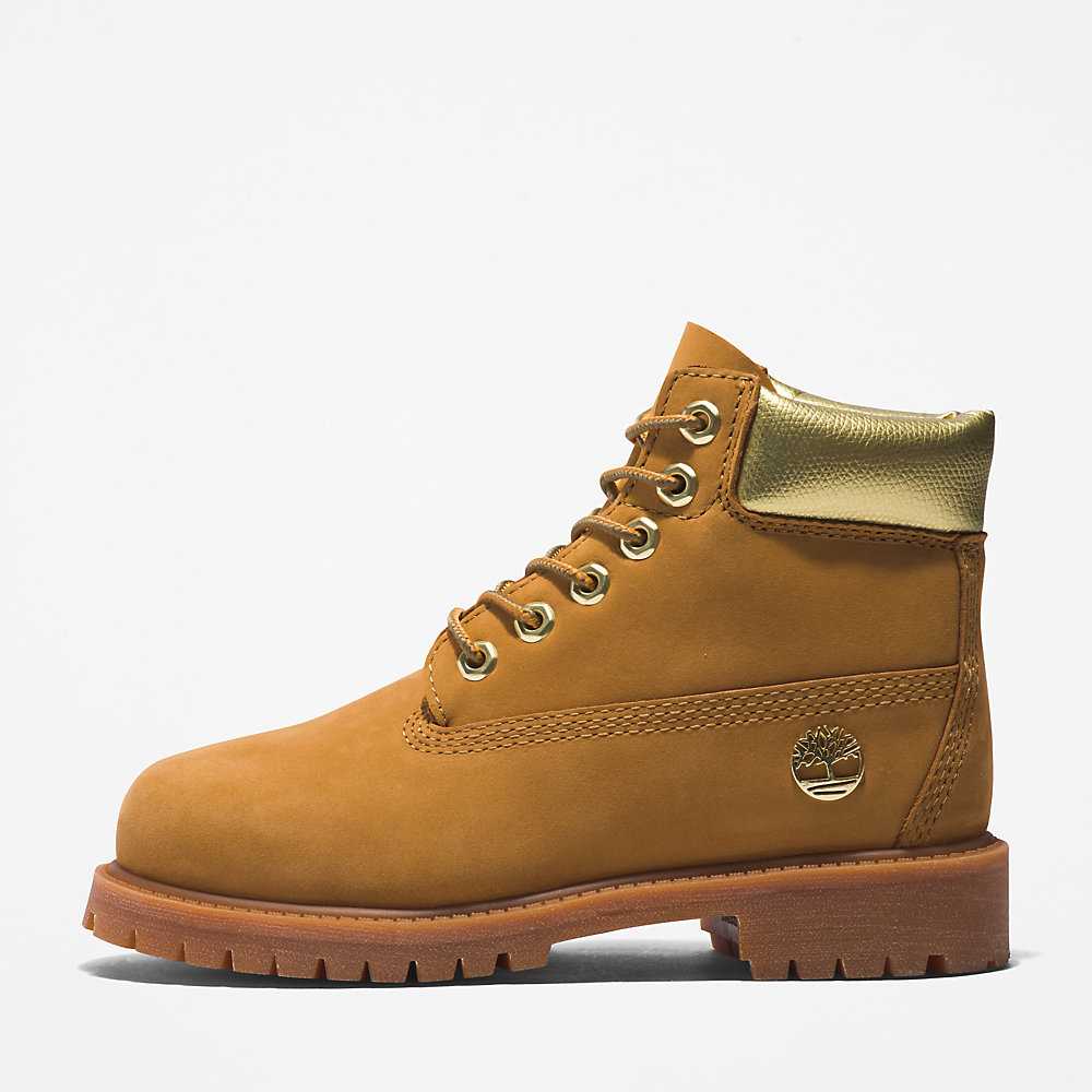 Kids' Timberland Premium® 6 Inch Waterproof Boots Light Brown | UAE-4219611