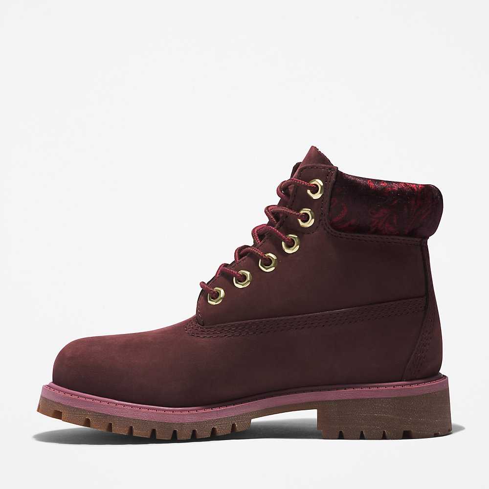 Kids' Timberland Premium® 6 Inch Waterproof Boots Burgundy | UAE-4219612