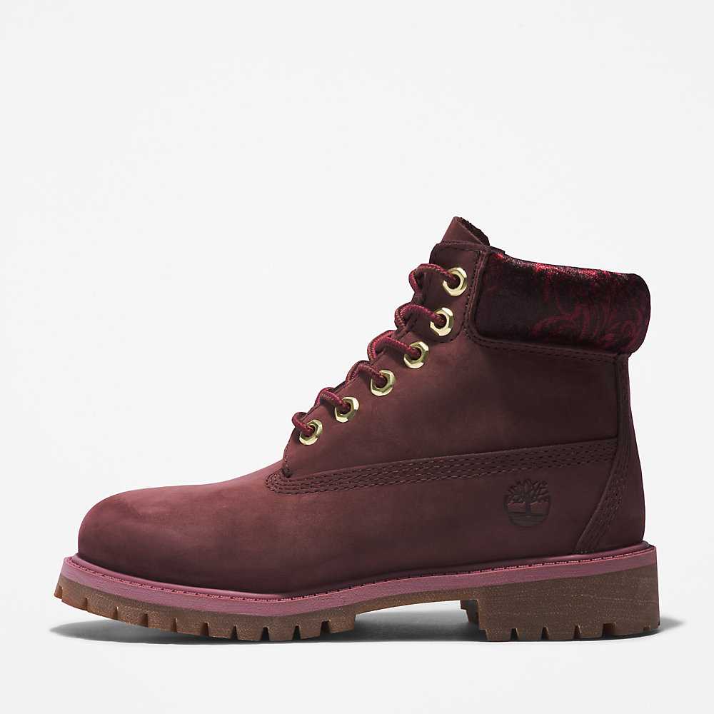 Kids' Timberland Premium® 6 Inch Waterproof Boots Burgundy | UAE-4219612