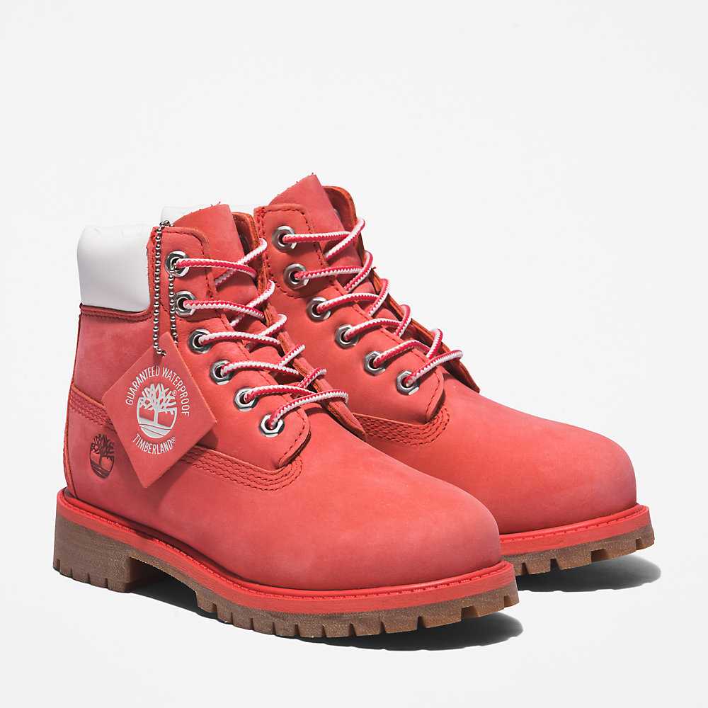 Kids' Timberland Premium® 6 Inch Waterproof Boots Pink | UAE-4219617