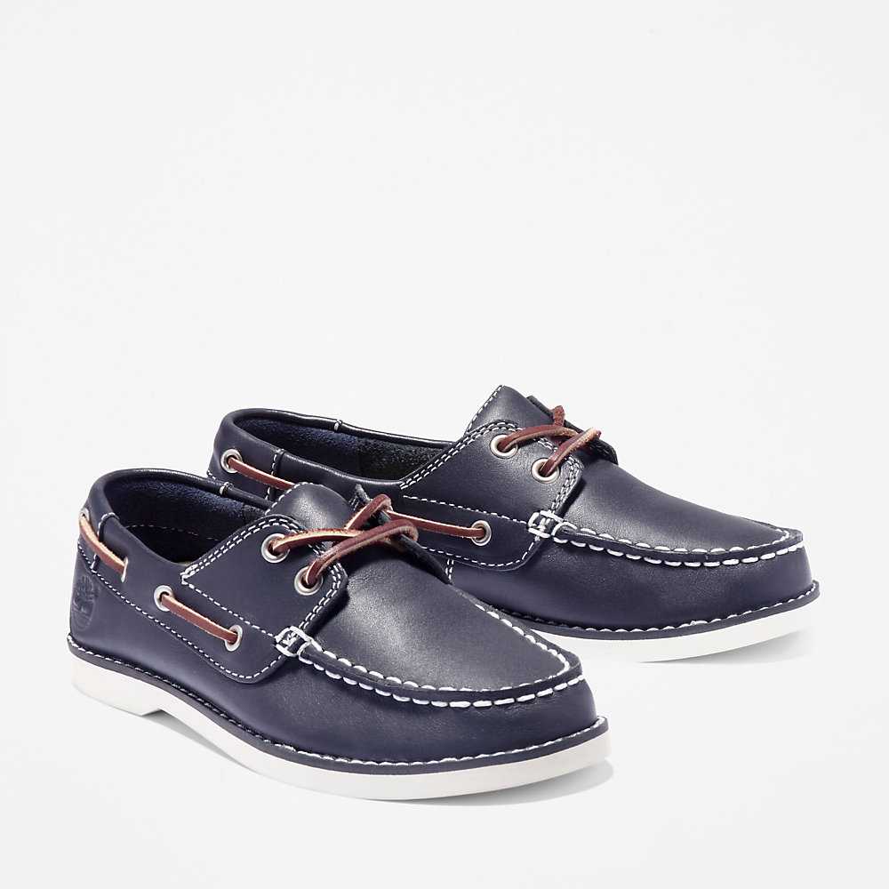 Kids' Timberland Seabury Boat Shoes Blue | UAE-4219651