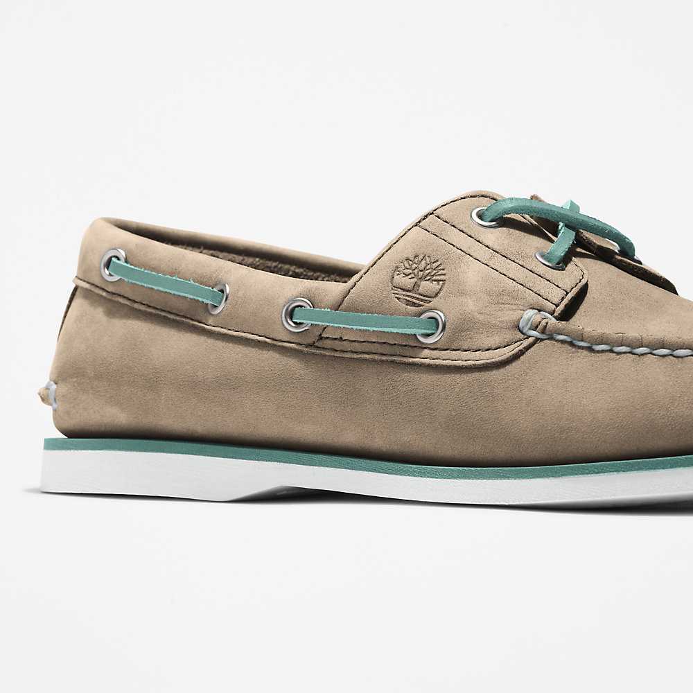 Men's Timberland 2-Eye Classic Boat Shoes Beige | UAE-4783905