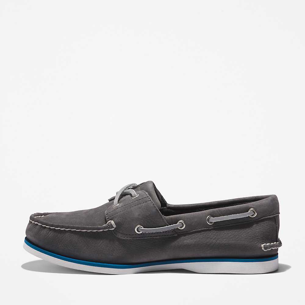 Men's Timberland 2-Eye Classic Boat Shoes Dark Grey | UAE-5216904