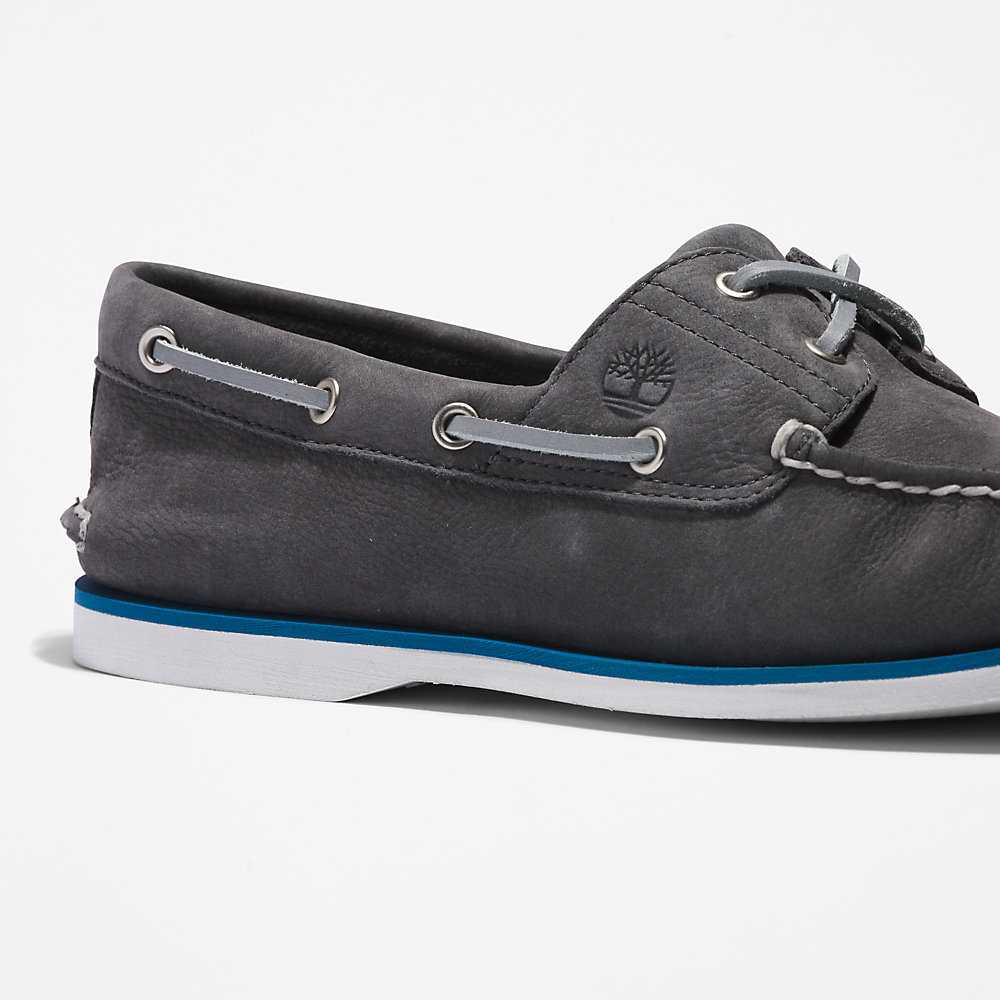 Men's Timberland 2-Eye Classic Boat Shoes Dark Grey | UAE-5216904