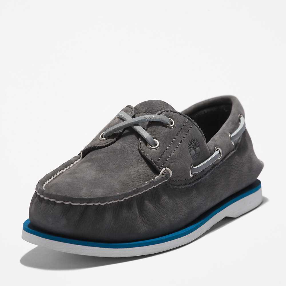 Men's Timberland 2-Eye Classic Boat Shoes Dark Grey | UAE-5216904