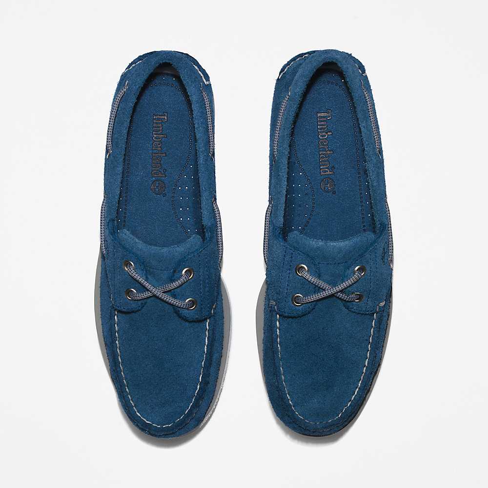 Men's Timberland 2-Eye Classic Boat Shoes Dark Blue | UAE-6341975