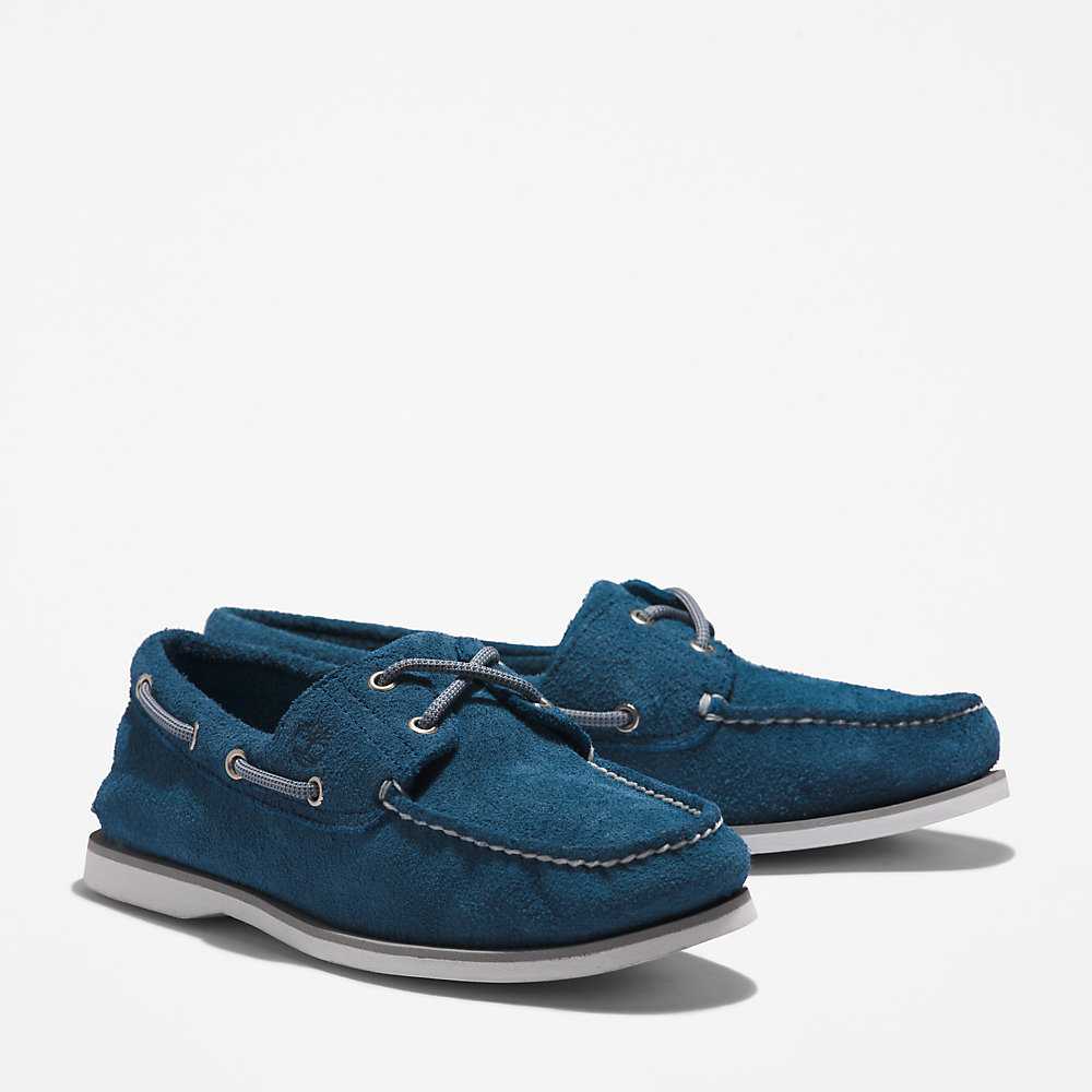 Men's Timberland 2-Eye Classic Boat Shoes Dark Blue | UAE-6341975