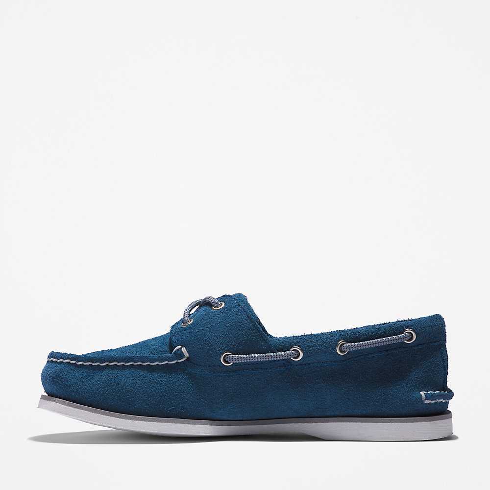 Men's Timberland 2-Eye Classic Boat Shoes Dark Blue | UAE-6341975