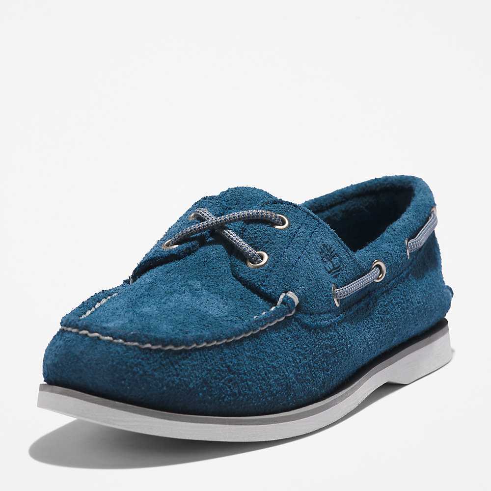 Men's Timberland 2-Eye Classic Boat Shoes Dark Blue | UAE-6341975