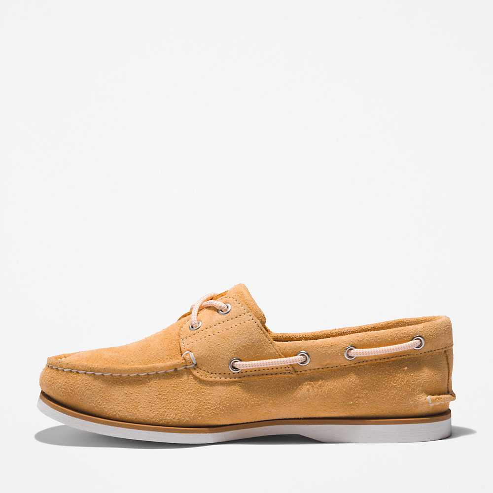 Men's Timberland 2-Eye Classic Boat Shoes Orange | UAE-7120958