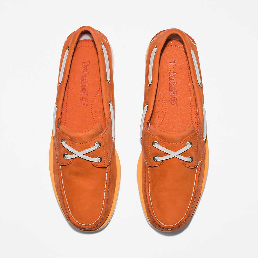 Men's Timberland 2-Eye Classic Boat Shoes Orange | UAE-7830659