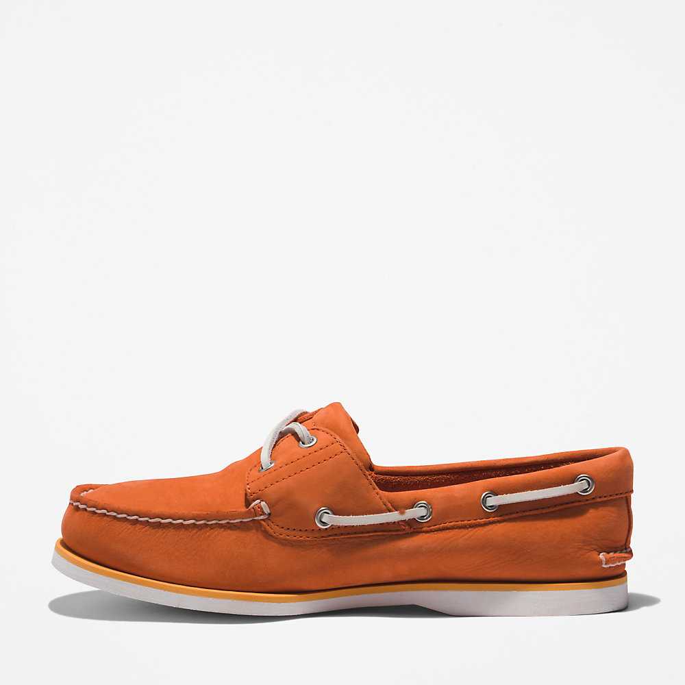 Men's Timberland 2-Eye Classic Boat Shoes Orange | UAE-7830659