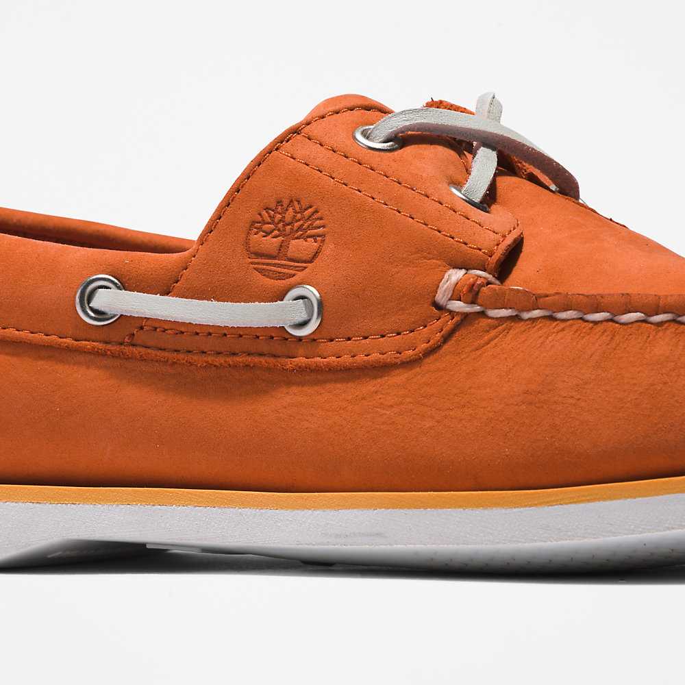 Men's Timberland 2-Eye Classic Boat Shoes Orange | UAE-7830659