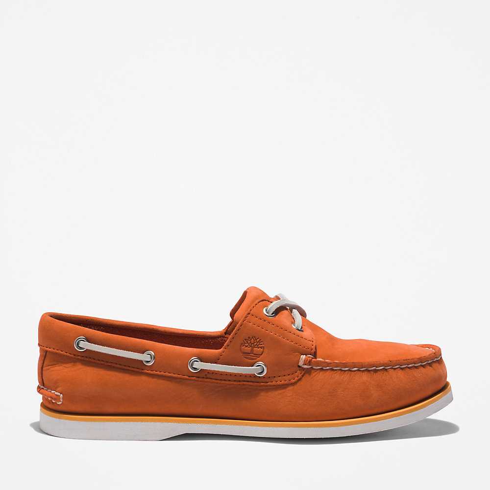 Men\'s Timberland 2-Eye Classic Boat Shoes Orange | UAE-7830659