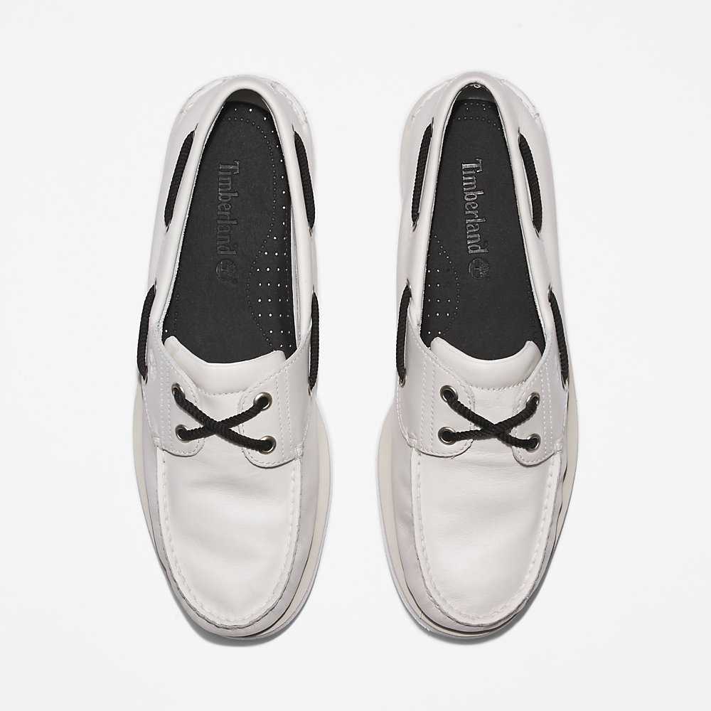 Men's Timberland 2-Eye Classic Boat Shoes White | UAE-8472613