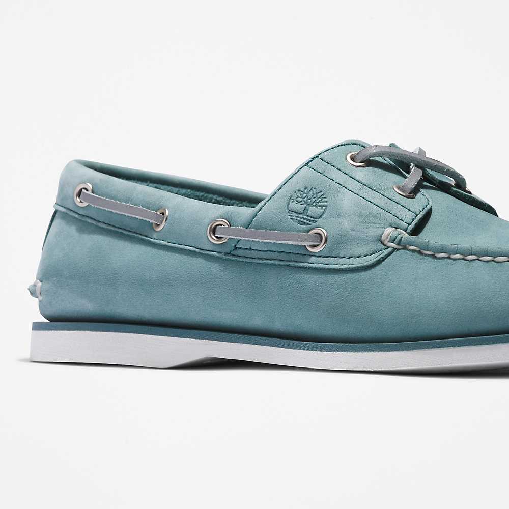 Men's Timberland 2-Eye Classic Boat Shoes Light Blue | UAE-8517026