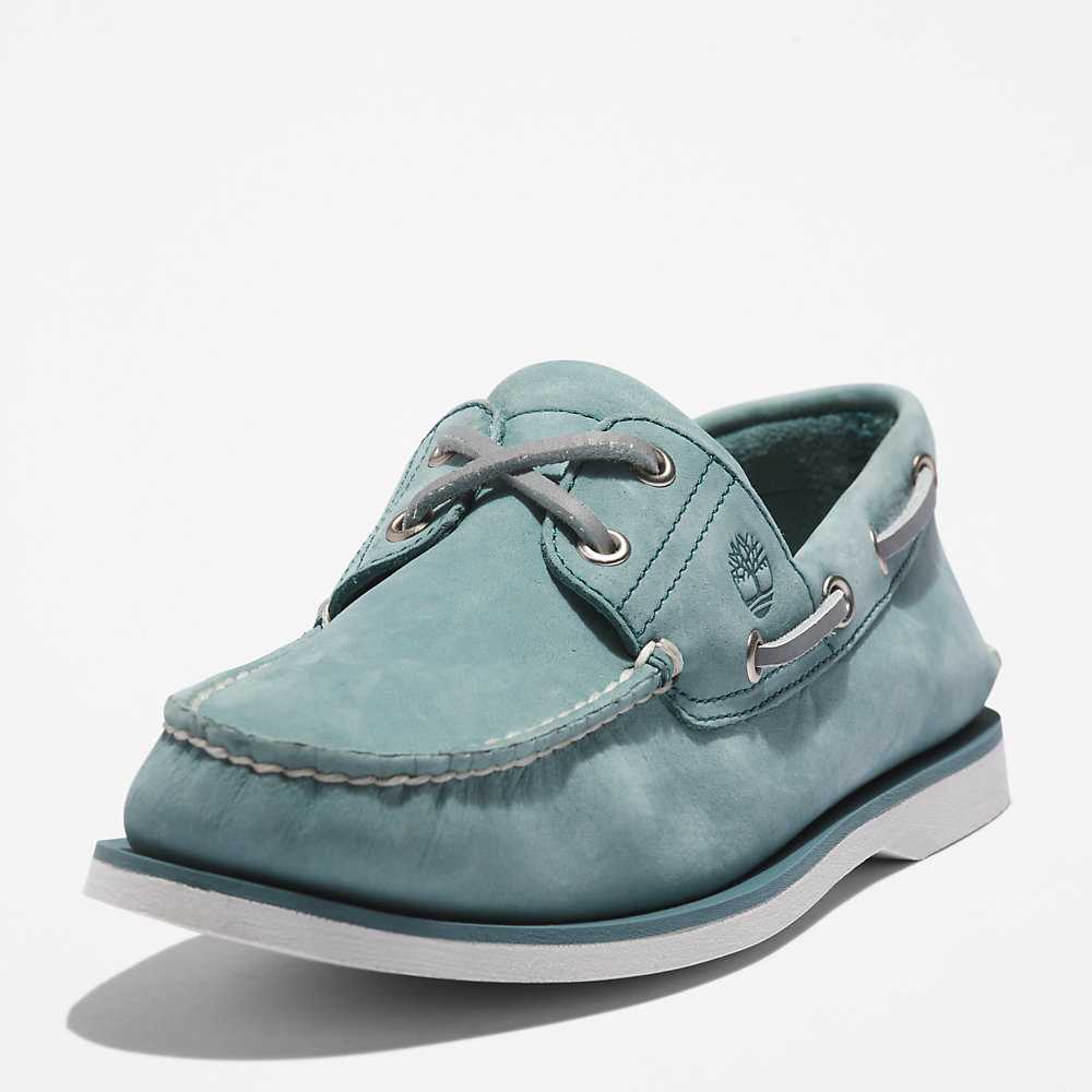 Men's Timberland 2-Eye Classic Boat Shoes Light Blue | UAE-8517026