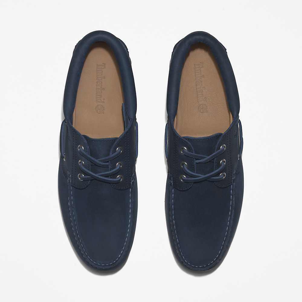 Men's Timberland 3-Eye Lug Boat Shoes Dark Blue | UAE-2187365