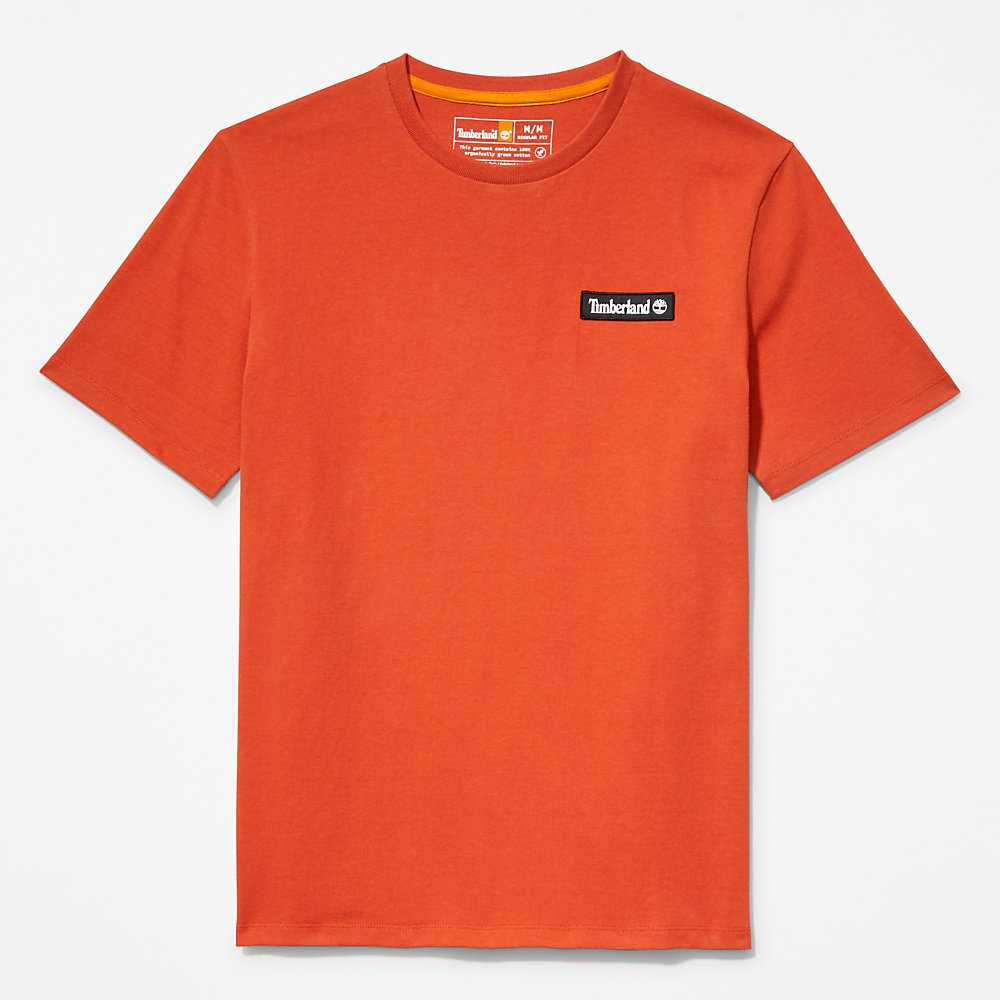 Men's Timberland All Gender Heavyweight Badge T Shirts Orange | UAE-6254109