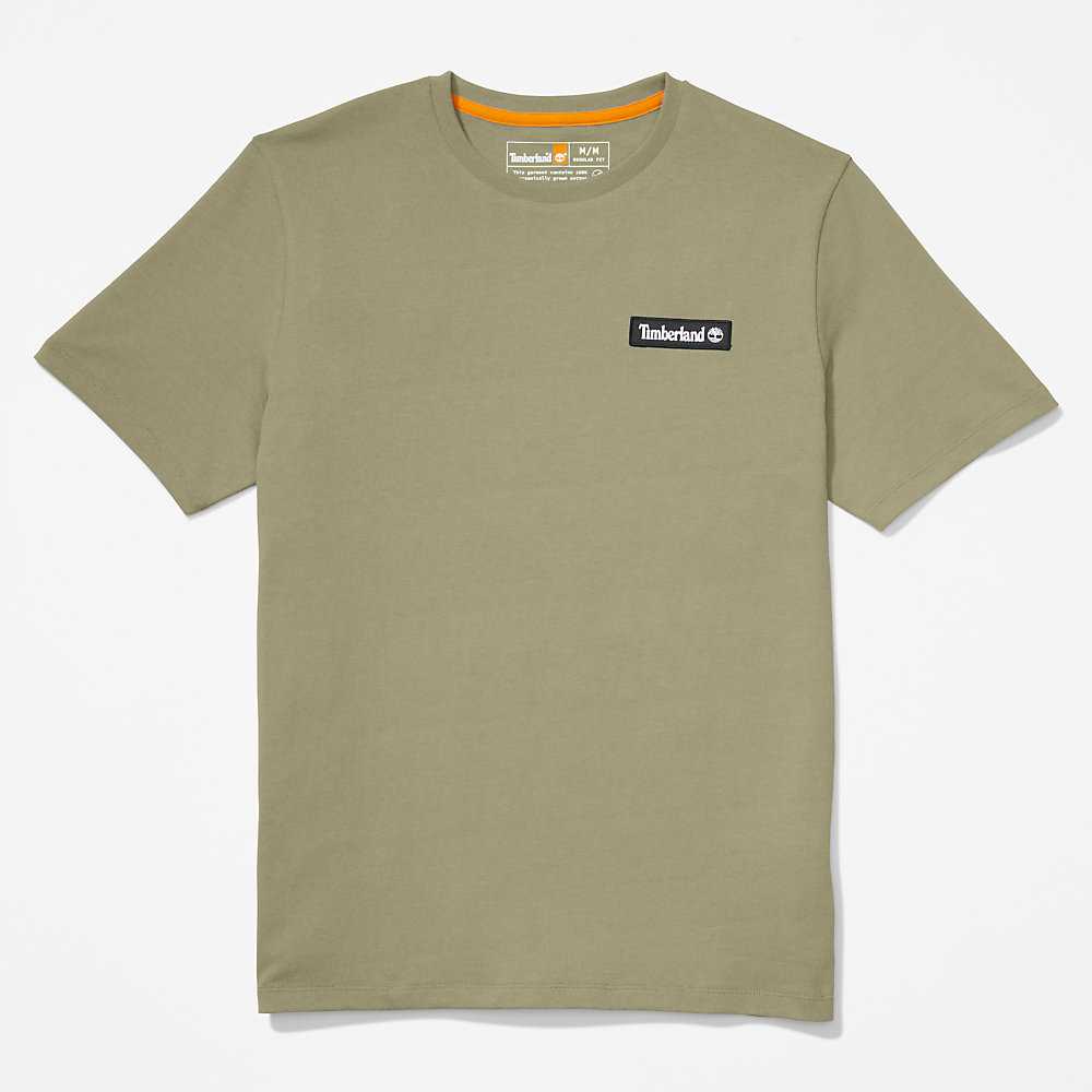 Men's Timberland All Gender Heavyweight Badge T Shirts Green | UAE-8063174