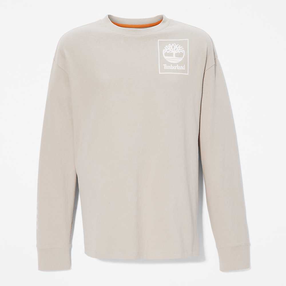 Men's Timberland All Gender Heavyweight Long-Sleeve T Shirts Light Grey | UAE-9316247