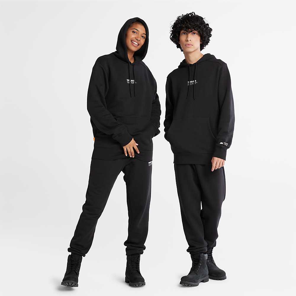 Men's Timberland All Gender Luxe Comfort Essentials Refibra™ Hoodie Black | UAE-3581249