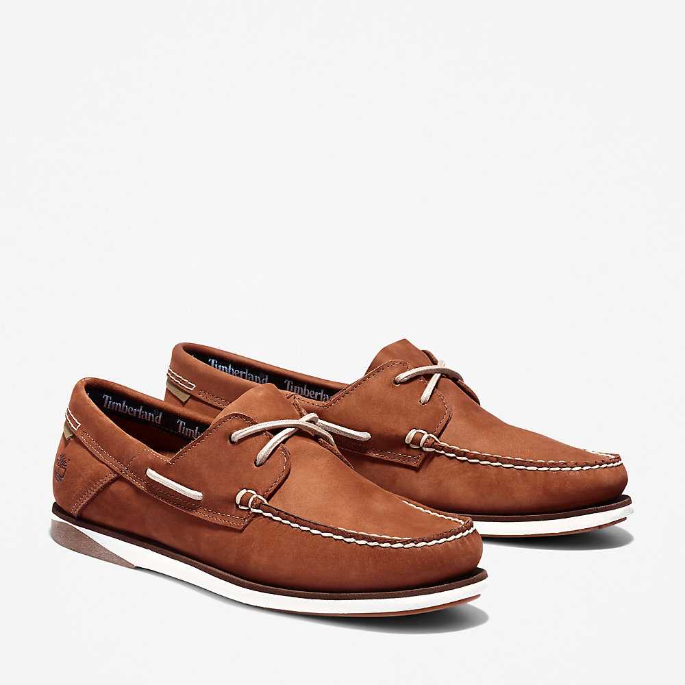 Men's Timberland Atlantis Break Boat Shoes Brown | UAE-8371465