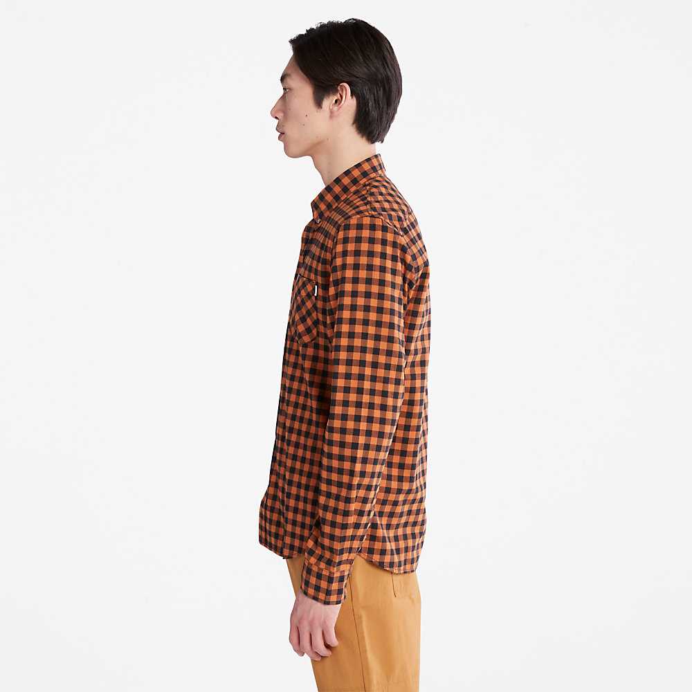 Men's Timberland Back River Check Check Shirt Orange | UAE-1028573