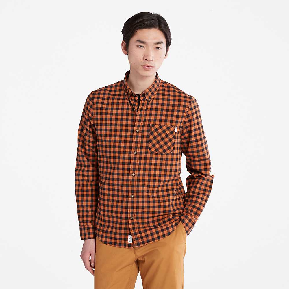 Men\'s Timberland Back River Check Check Shirt Orange | UAE-1028573