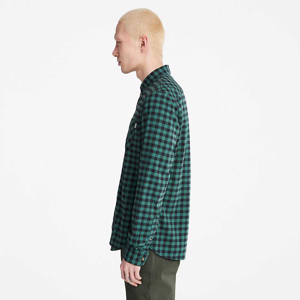 Men's Timberland Back River Check Check Shirt Green | UAE-2837465