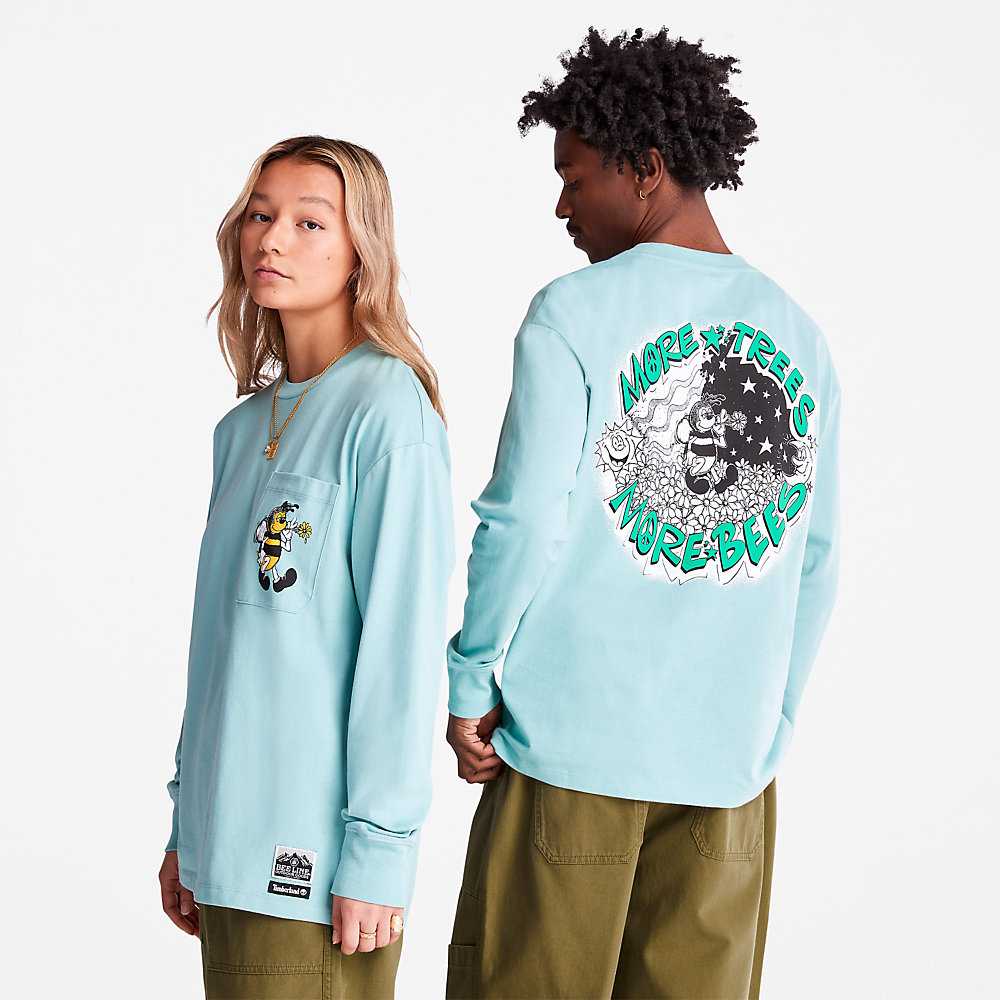 Men's Timberland Bee Line x Timberland® T Shirts Blue | UAE-8197350