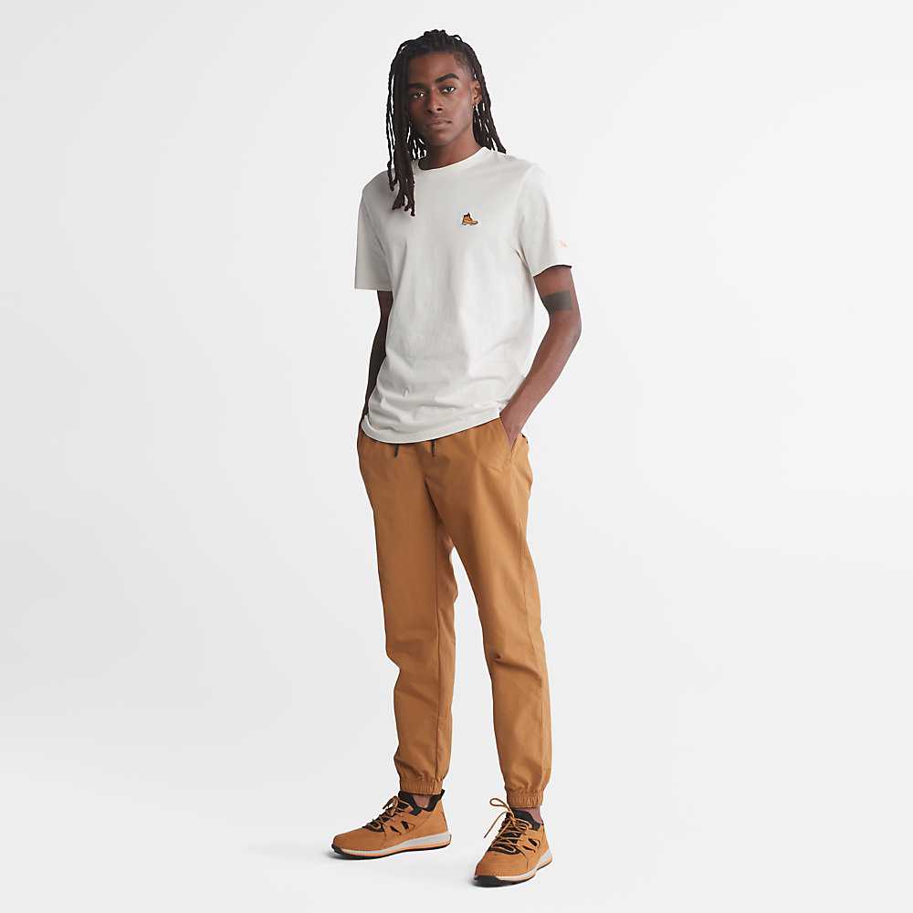 Men's Timberland Boot-Logo T Shirts White | UAE-2469057