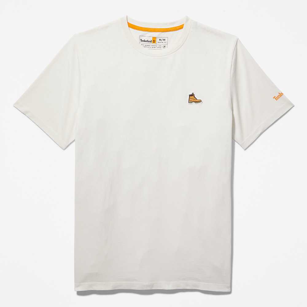 Men's Timberland Boot-Logo T Shirts White | UAE-2469057