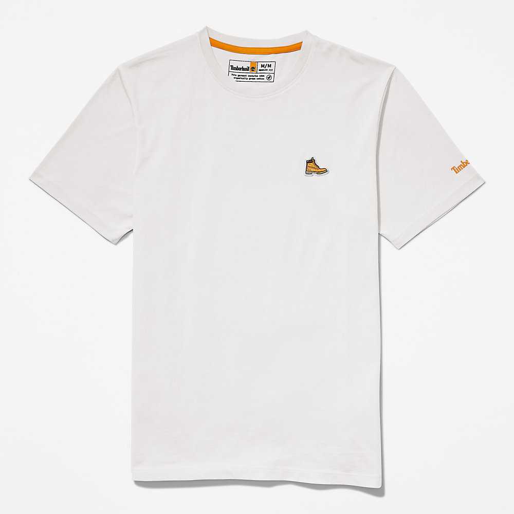 Men's Timberland Boot-Logo T Shirts White | UAE-5214036