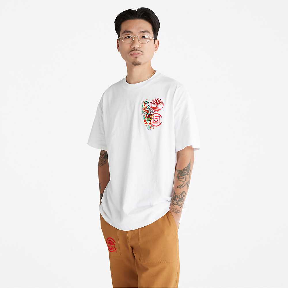 Men's Timberland CLOT x Timberland® T Shirts White | UAE-5860142