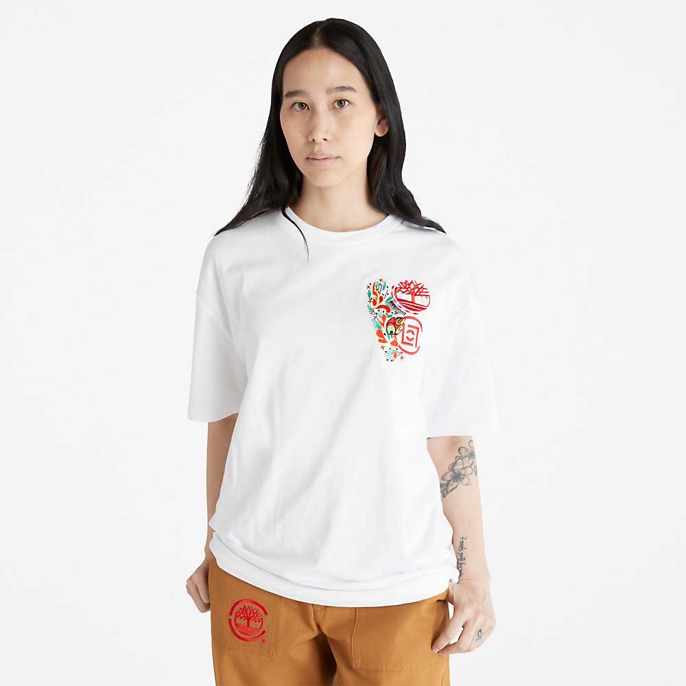 Men's Timberland CLOT x Timberland® T Shirts White | UAE-5860142