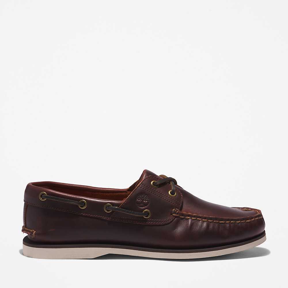 Men\'s Timberland Classic Boat Shoes Burgundy | UAE-0739561