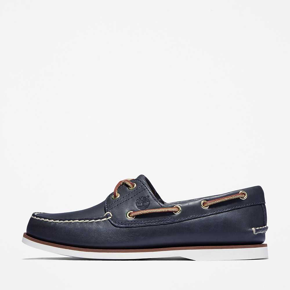 Men's Timberland Classic Boat Shoes Navy | UAE-8320796